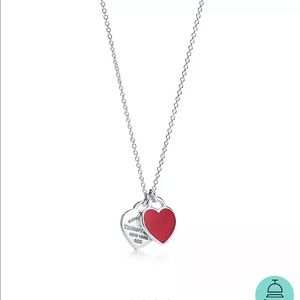 Red double Heart Tag pendant Tiffany